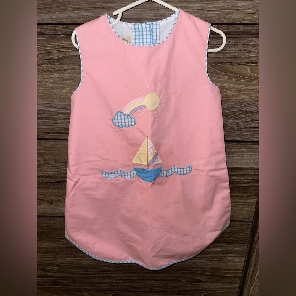 TBBC annie apron sailboat dress 4T EUC